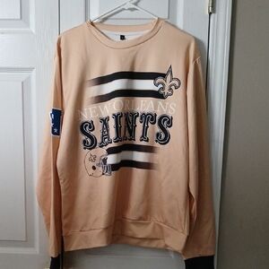 New Orleans Saints Beige lightweight silky look sweatshirt Sz L NWOT